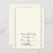 パリス結婚ズパープルエッフェルタワー座席表 招待状 (正面/裏面)