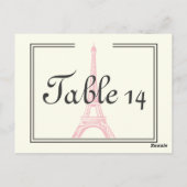 パリス結婚ズピンクエッフェルタワーアイボリーテーブル番号 ポストカード (裏面)