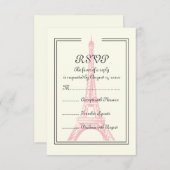 パリス結婚ズピンクエッフェルタワーオンアイボリーRSVPカード 出欠カード (正面/裏面)