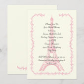 パリス結婚ズピンクエッフェルタワーブライダルシャワー 招待状 (正面/裏面)