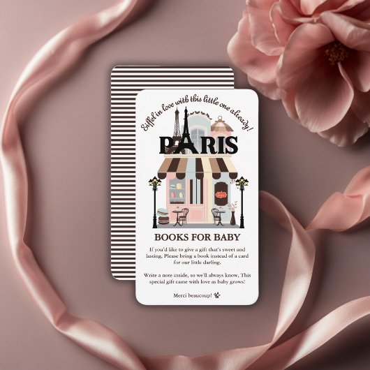 パリス・エッフェルが恋するフランスカフェのベビーシャワー エンクロージャーカード