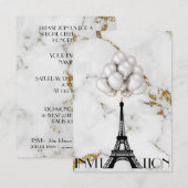 パリス エッフェル塔 バルーン 大理石 ゴールド 招待状 (正面/裏面)