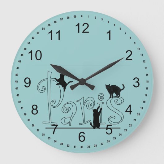 パリス・キャッツ ラージ壁時計 (正面)