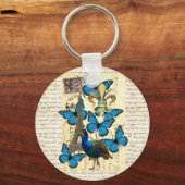 パリス、クジャクと蝶 キーホルダー (正面)