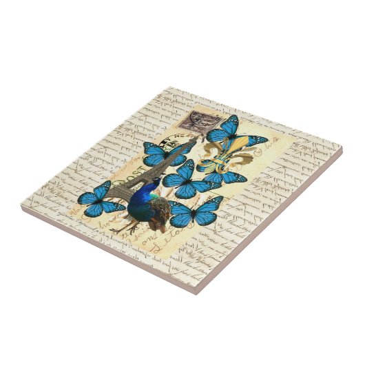 パリス、クジャクと蝶 タイル (側面)