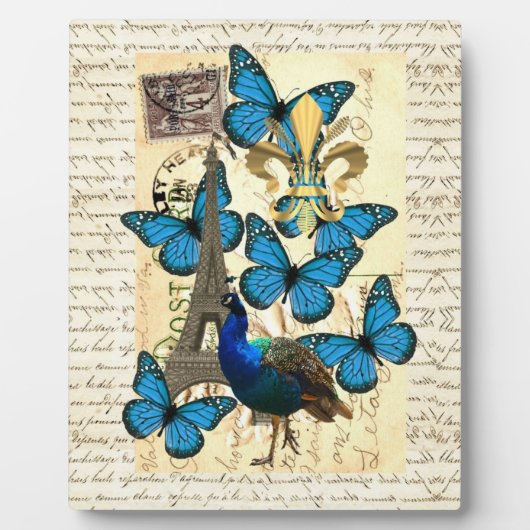 パリス、クジャクと蝶 フォトプラーク (正面)