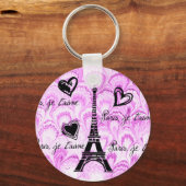 パリス、ジェトアイメのピンクの水色 キーホルダー (正面)