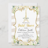 パリス パステル ホワイト ロマンチック ブライダル シャワー 招待状 (正面)