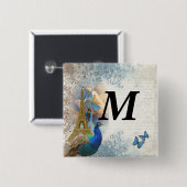 パリス・ピーコック・コラージュ 缶バッジ (正面&裏面)