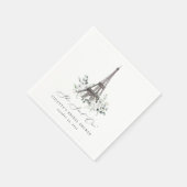 パリス ブルーム | フローラル エッフェル タワー ブライダル シャワー スタンダードカクテルナプキン (角)