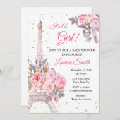 パリス ベイビー シャワーの招待状 エッフェル塔 招待状 (正面/裏面)