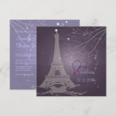 パリス ラ ニュイ、エッフェル塔のウェディング招待状 招待状 (正面/裏面)