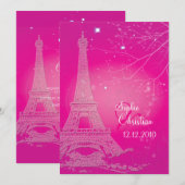 パリス ラ ニュイ、エッフェル塔のウェディング招待状 招待状 (正面/裏面)