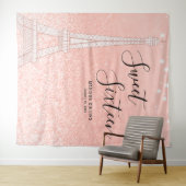 パリス ローズゴールド グリッター ライト スイート16 背景 タペストリー (インサイチュ(横))