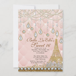 パリダイヤモンドとパールの誕生日パーティーの招待状 招待状