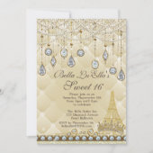 パリダイヤモンドとパールバースデーパーティ招待状 招待状 (正面)