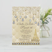 パリダイヤモンドとパールバースデーパーティ招待状 招待状 (スタンド正面)