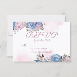 パリチャームピンクフローラ結婚式RSVP応答 出欠カード