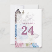 パリチャームブルー結婚フローラのテーブル番号 招待状 (正面)