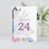 パリチャームブルー結婚フローラのテーブル番号 招待状 (スタンド正面)