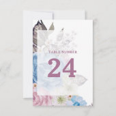 パリチャームブルー結婚フローラのテーブル番号 招待状 (裏面)