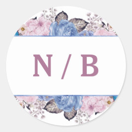 パリチャームブルー&ピンクフローラモノグラム結婚ズ ラウンドシール