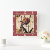 パリチューリップ スクエア壁時計 (ホーム)