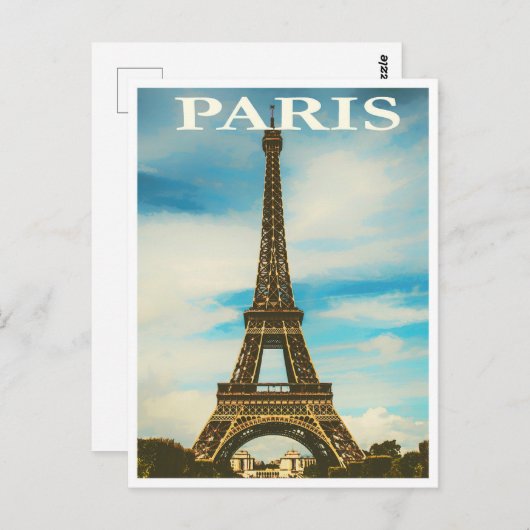 パリツアーエッフェルフランスヴィンテージ旅行 ポストカード (正面/裏面)