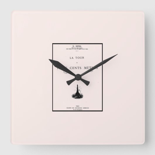 パリツアーエッフェルモンタージュデュカンパニール300 スクエア壁時計 (正面)