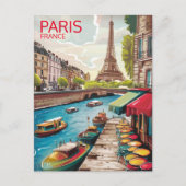 パリツアーエフェフヴィンテージオールド通りギフト ポストカード (正面)