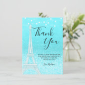 パリティール（緑がかった色）ブルーグリッターライトスイート16 サンキューカード (スタンド正面)