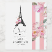 パリテーマエッフェルタワーピンクブラックブライダルシャワー ワインラベル (シングルラベル)
