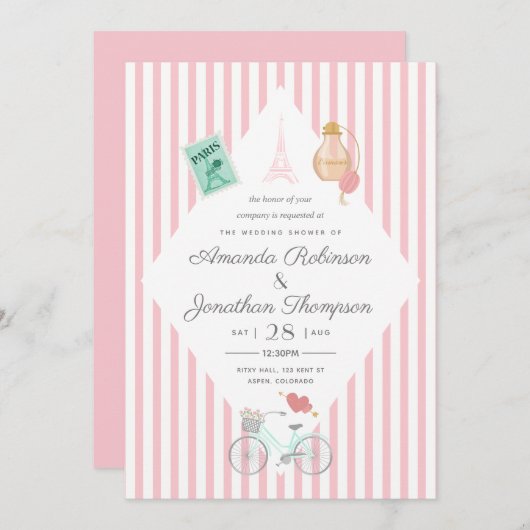 パリテーマドウェディングシャワーパーティの招待状 招待状 (正面/裏面)