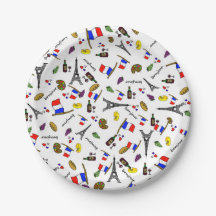 パリテーマフランスのの漫画紙パーティープレート