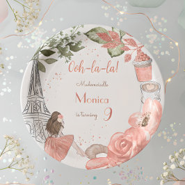 パリテーマフランスの誕生日パーティー ペーパープレート