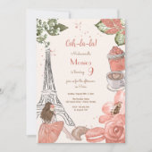 パリテーマフランスの誕生日パーティー 招待状 (正面)