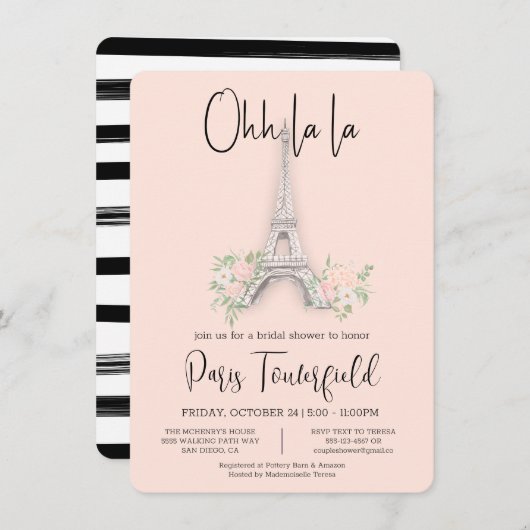 パリテーマブライダルシャワー招待状 招待状 (正面/裏面)