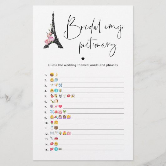 パリテーマブライダルシャワー絵文字ゲーム (正面)