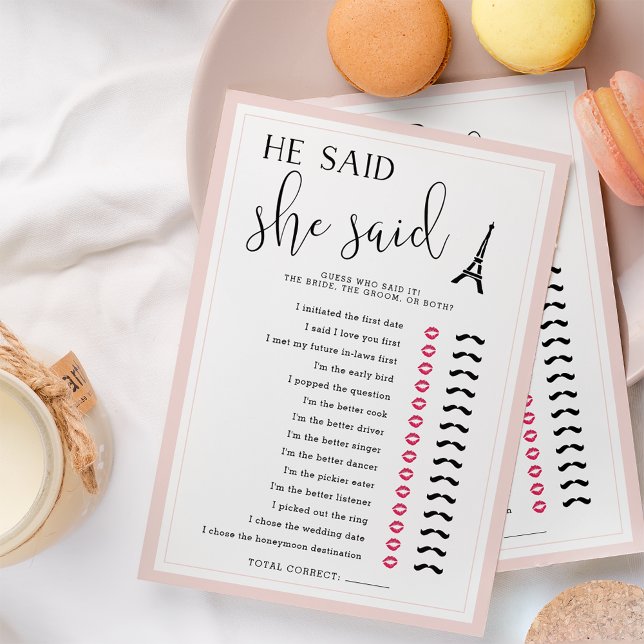 パリテーマ彼は彼女はブライダルシャワーゲームを言った (クリエイターアップロード済み)