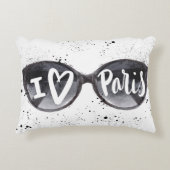 パリテーマ，黒ストライプの色，サングラス，愛 アクセントクッション (正面)