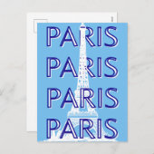 パリトラベルアート、トラベルアート、ア名門私立校風のート、ブルー シーズンポストカード (正面/裏面)
