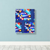 パリニューヨークアムステルダムカラフル抽象芸術アート キャンバスプリント (インサイチュ (ウッドフロア))