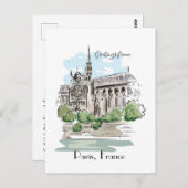 パリノートルダムスケッチデザイン ポストカード (正面/裏面)