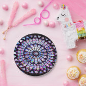 パリノートルダムステンドグラスザバラウィンドウ ペーパープレート (パーティー)