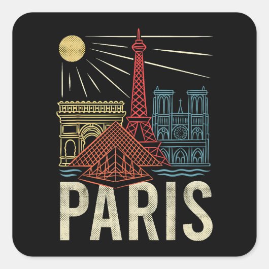 パリバケーションフランスホリデイエッフェルタワー愛 スクエアシール (正面)