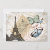 パリバタフライエレガントヴィンテージブライダルシャワー 招待状 (正面)