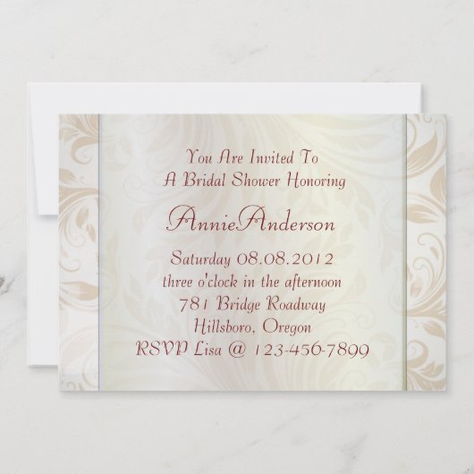 パリバタフライエレガントヴィンテージブライダルシャワー 招待状 (裏面)