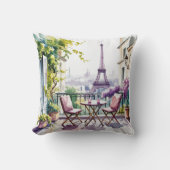 パリバルコニービューエッフェルタワーウォーターカラーピロー クッション (正面)