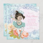 パリバレリーナベビーシャワー 招待状 (正面/裏面)