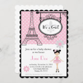 パリバレリーナ招待状用シャワー/誕生日 招待状 (正面/裏面)